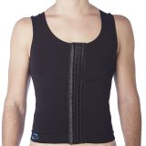 Man Corset with hooks made as sleeveless tank top to support cracked or broken ribs 