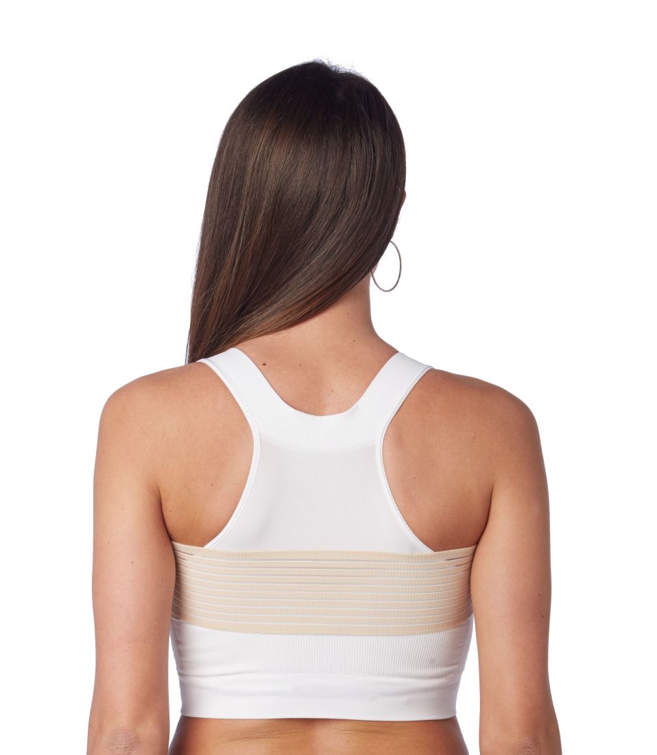 CzSalus Post-op Bra After Breast Enlargement or Reduction + Elastic  stabilizer Band (M, White)
