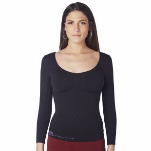 Formendes und verschlankendes Anti-Cellulite-Damen-Thermo-Shirt mit langen Ärmeln aus emana® bioFIR