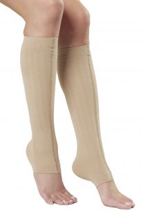Compression knee-high sock for Lipedema Lymphedema support, K2 (25-30 mmHg), without toe with effectiveness flat knit